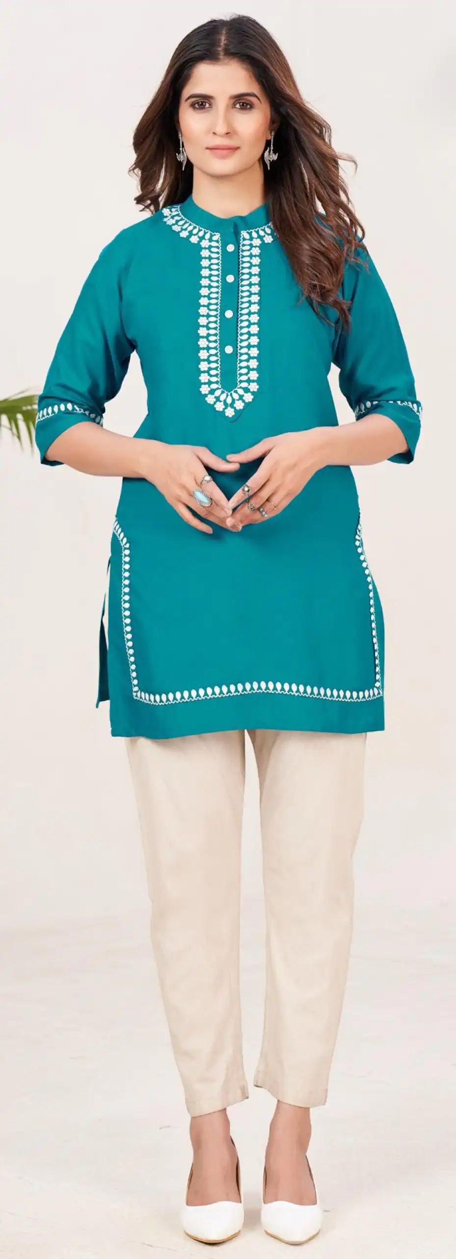 INLI Zia Blue  Color Rayon With Embroidery work Kurti Casual, Wedding, Party, Festive, Events Etc. Expected Delivery 4-6 Working Days @1299/- | Kurti, Bollywood Kurti, Creative Kurtis, Designer Kurti, Party Wear Kurti, Selfie Kurti
