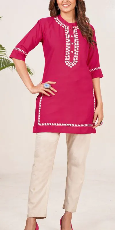 INLI Zia Red Color Heavy Rayon With Embroidery work Kurti Casual, Wedding, Party, Festive, Events Etc. Expected Delivery 4-6 Working Days @1299/- | Kurti, Bollywood Kurti, Creative Kurtis, Designer Kurti, Party Wear Kurti, Selfie Kurti