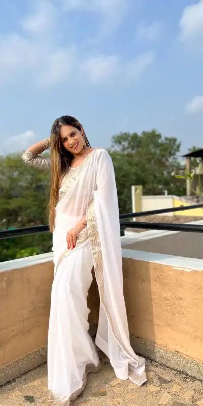 Jr 579 White Color Georgette Heavy Sequence Work Saree Casual, Party Wear, Wedding, Events Etc. Expected Delivery 4-6 Working Days 1549/- | Sarees, Bollywood Sarees, Creative Sarees, Designer Sarees, Embroidered Sarees, Ethnic Saree, Modern Digital sarees, Party Wear Sarees