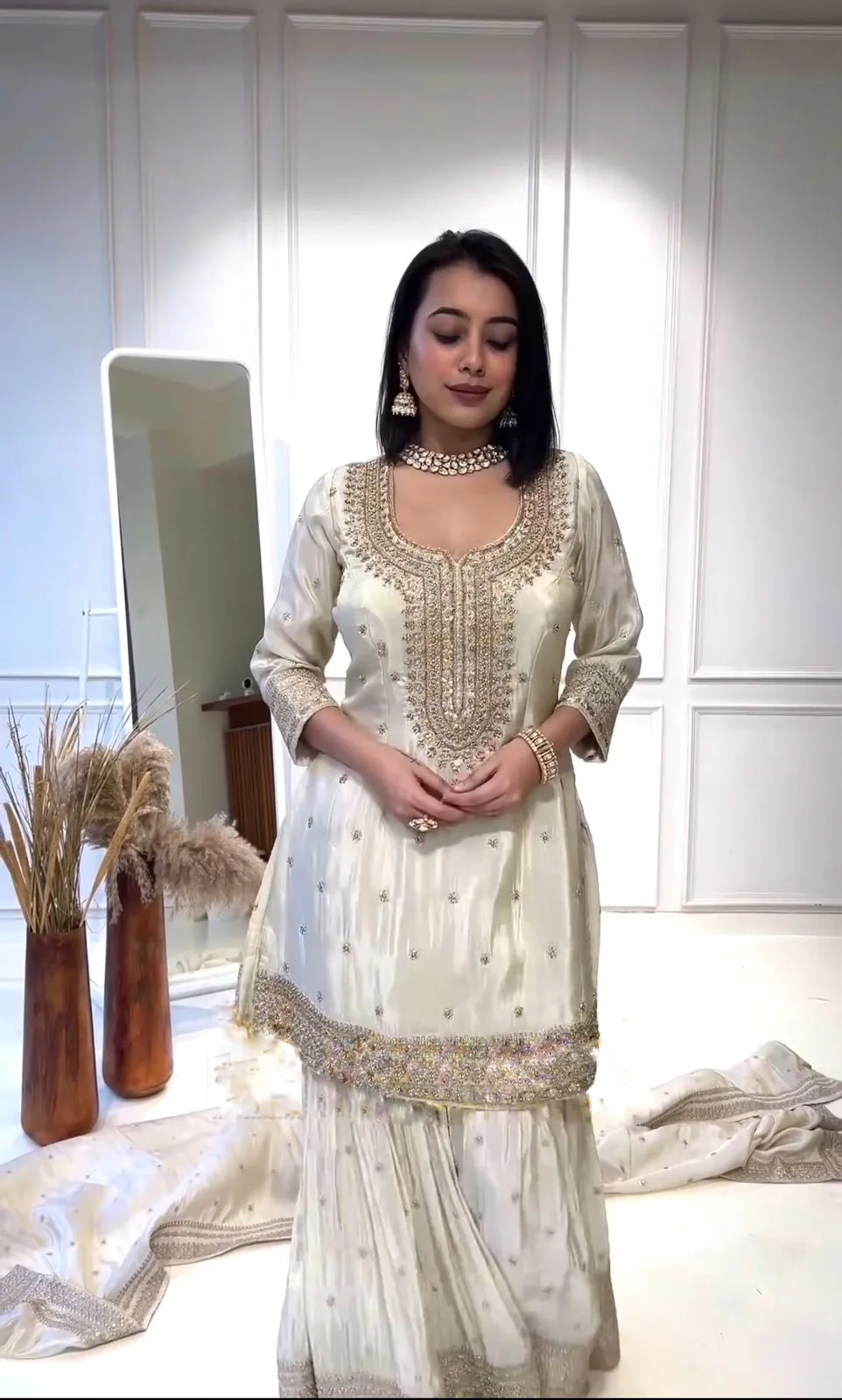 NSR 800 White Color Heavy Chinnon Silk Embroidery Sequence Work Sharara Suit Casual, Party Festive, Events Etc. Expected Delivery 4-6 Working Days @2149 | Jump Suits, Salwar suit, Casual Suits, Creative suits, Designer Suits, Palazzo Suits, Party Wear Suits, Patiala Suits, Straight Suits