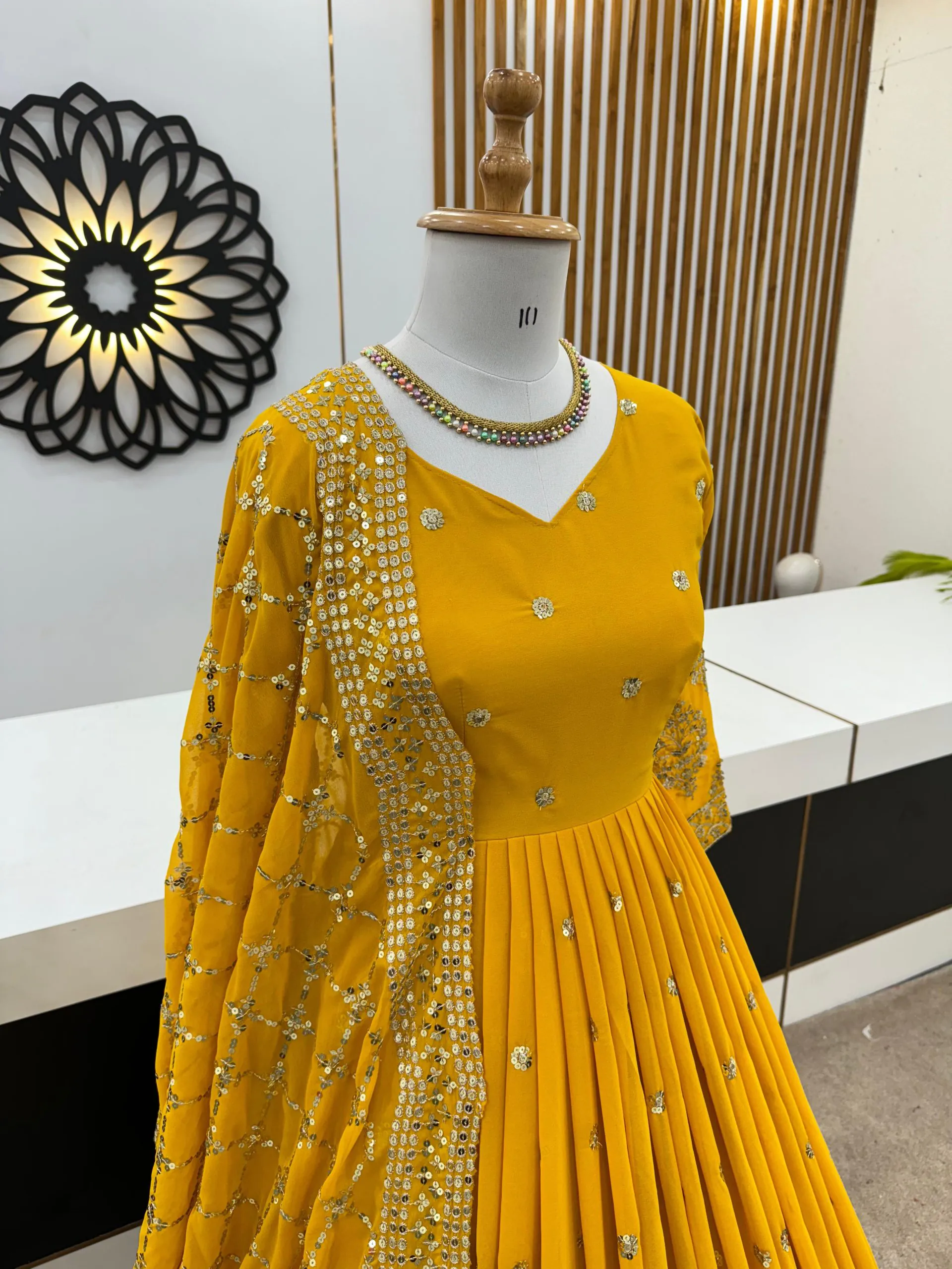 ZF 359 Yellow Color Georgette Embroidery Sequence Work Gown Casual, Wedding, Party, Festive, Events Etc. Expected Delivery 4-6 Working Days @1999/- | Gowns, Bollywood Gowns, Creative Gowns, Designer Gowns, Embroidered Gowns, Party Wear Gowns
