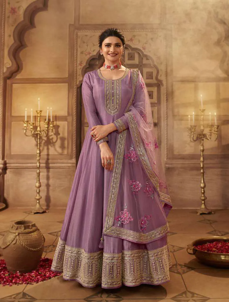 FC Noor Purple Gown Dola Silk Embroidery Sequence Work Anarkali Suit Wedding, Party, Festive events, etc. Expected Delivery  4-6 Working Days @2399/- Only | Anarkali Suits, Bollywood Anarkali, Creative-Anarkali, Designer Anarkali, Embroidered Anarkali, Party Wear Anarkali