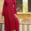 Grand Look Red Color Heavy Rayon with Schiffli Work Kurti