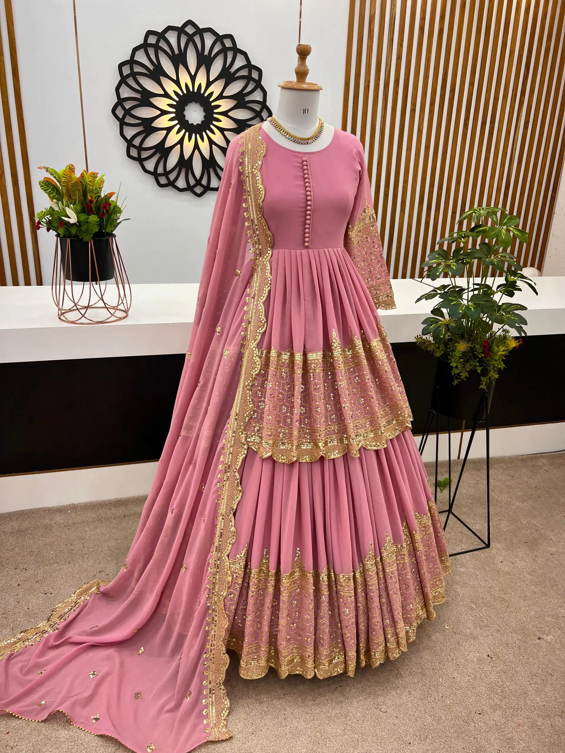 ZF 362 Pink Color Faux Georgette With Heavy Embroidery Sequence Work Lehenga Choli Wedding, Party, Events Etc. Expected Delivery 4-6 Working Days 2099/- | Lehenga, Bollywood Lehenga, Creative Lehenga, Designer Lehenga, Embroidered Lehenga, Party Wear Lehenga