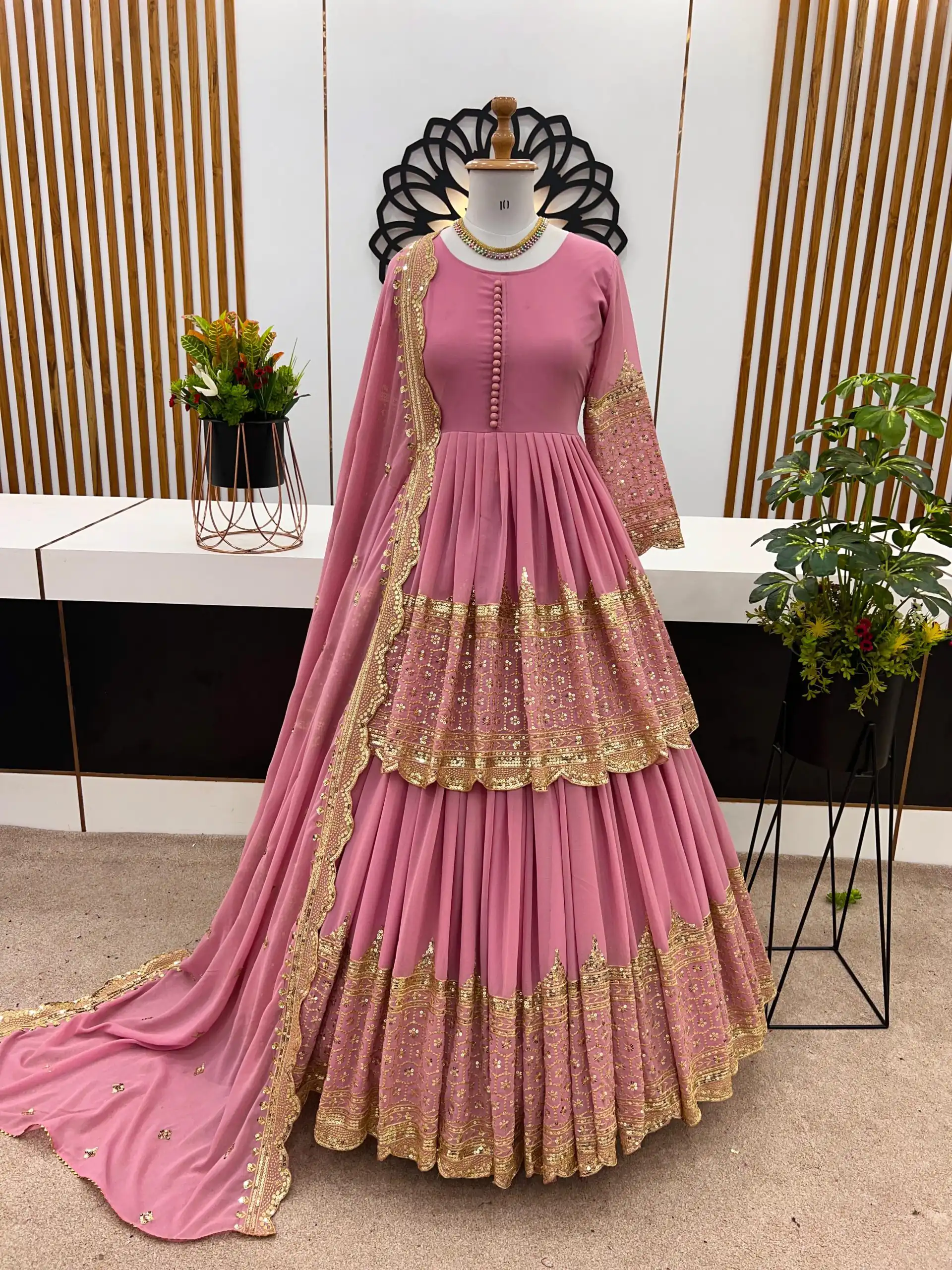 ZF 362 Pink Color Faux Georgette With Heavy Embroidery Sequence Work Lehenga Choli Wedding, Party, Events Etc. Expected Delivery 4-6 Working Days 2099/- | Lehenga, Bollywood Lehenga, Creative Lehenga, Designer Lehenga, Embroidered Lehenga, Party Wear Lehenga