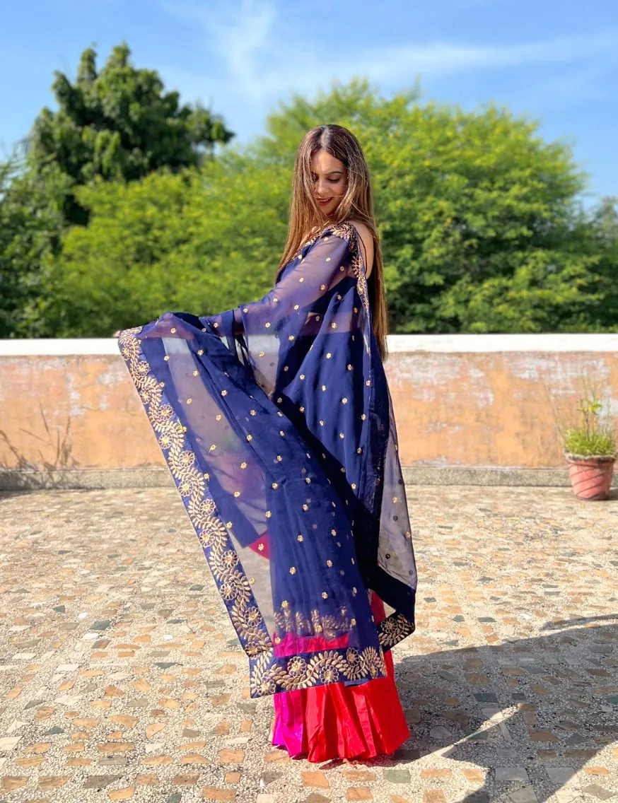 JR 612 Navy Blue Color Georgette With Embroidery Work Saree Casual, Party Wear, Wedding, Events Etc. Expected Delivery 4-6 Working Days 1649/- | Sarees, Bollywood Sarees, Creative Sarees, Designer Sarees, Embroidered Sarees, Ethnic Saree, Modern Digital sarees, Party Wear Sarees