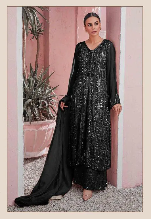 DS 001255 Black Color Georgette Embroidered Straight Pakistani Salwar Suit Casual, Wedding, Festive, Events Etc. Expected Delivery 4-6 Working Days @1949/- | Jump Suits, Salwar suit, Casual Suits, Creative suits, Designer Suits, Palazzo Suits, Party Wear Suits, Patiala Suits, Straight Suits