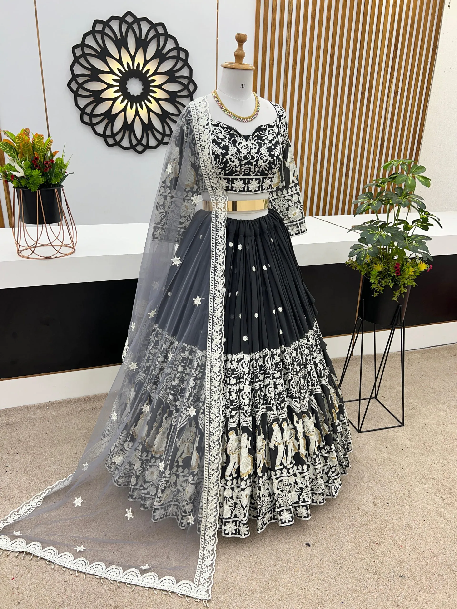ZF 366 Black Color Faux Georgette Embroidery Work Lehenga Choli Wedding, Party,Events Etc. Expected Delivery 4-6 Working Days 2049/- | Lehenga, Bollywood Lehenga, Creative Lehenga, Designer Lehenga, Embroidered Lehenga, Party Wear Lehenga