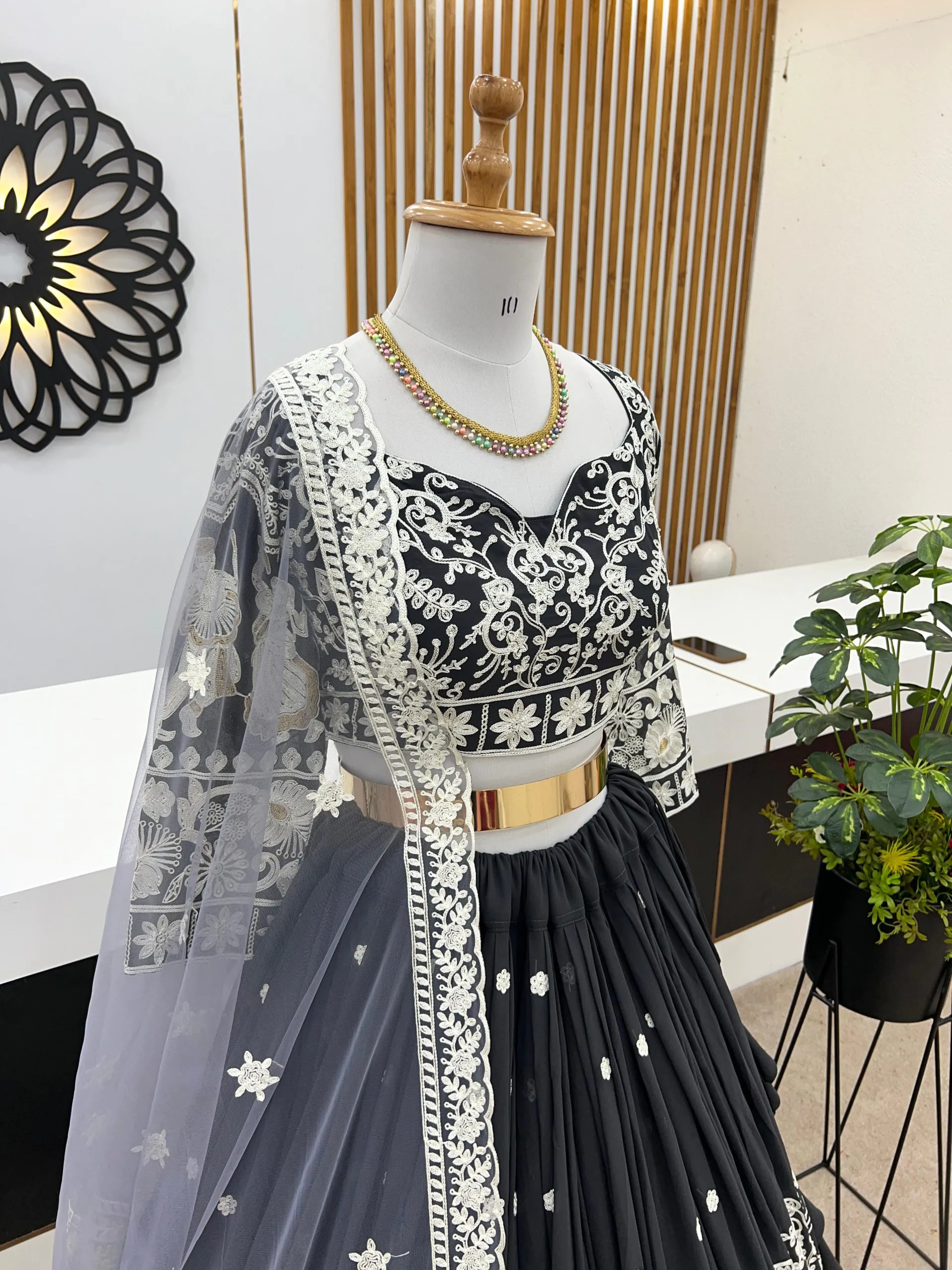 ZF 366 Black Color Faux Georgette Embroidery Work Lehenga Choli Wedding, Party,Events Etc. Expected Delivery 4-6 Working Days 2049/- | Lehenga, Bollywood Lehenga, Creative Lehenga, Designer Lehenga, Embroidered Lehenga, Party Wear Lehenga