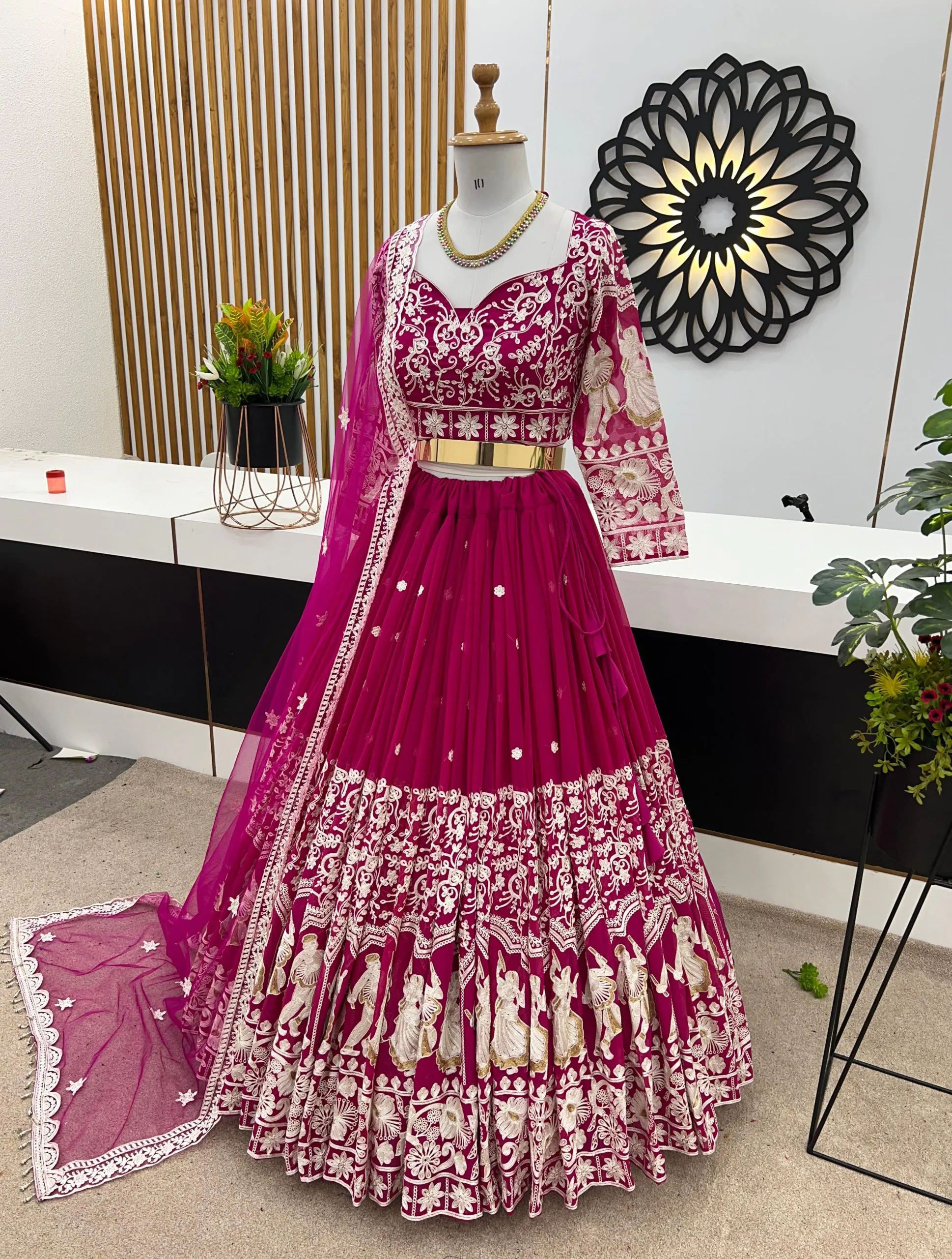 ZF 366 Rani Pink Color Faux Georgette Embroidery Work Lehenga Choli Wedding, Party,Events Etc. Expected Delivery 4-6 Working Days 2049/- | Lehenga, Bollywood Lehenga, Creative Lehenga, Designer Lehenga, Embroidered Lehenga, Party Wear Lehenga