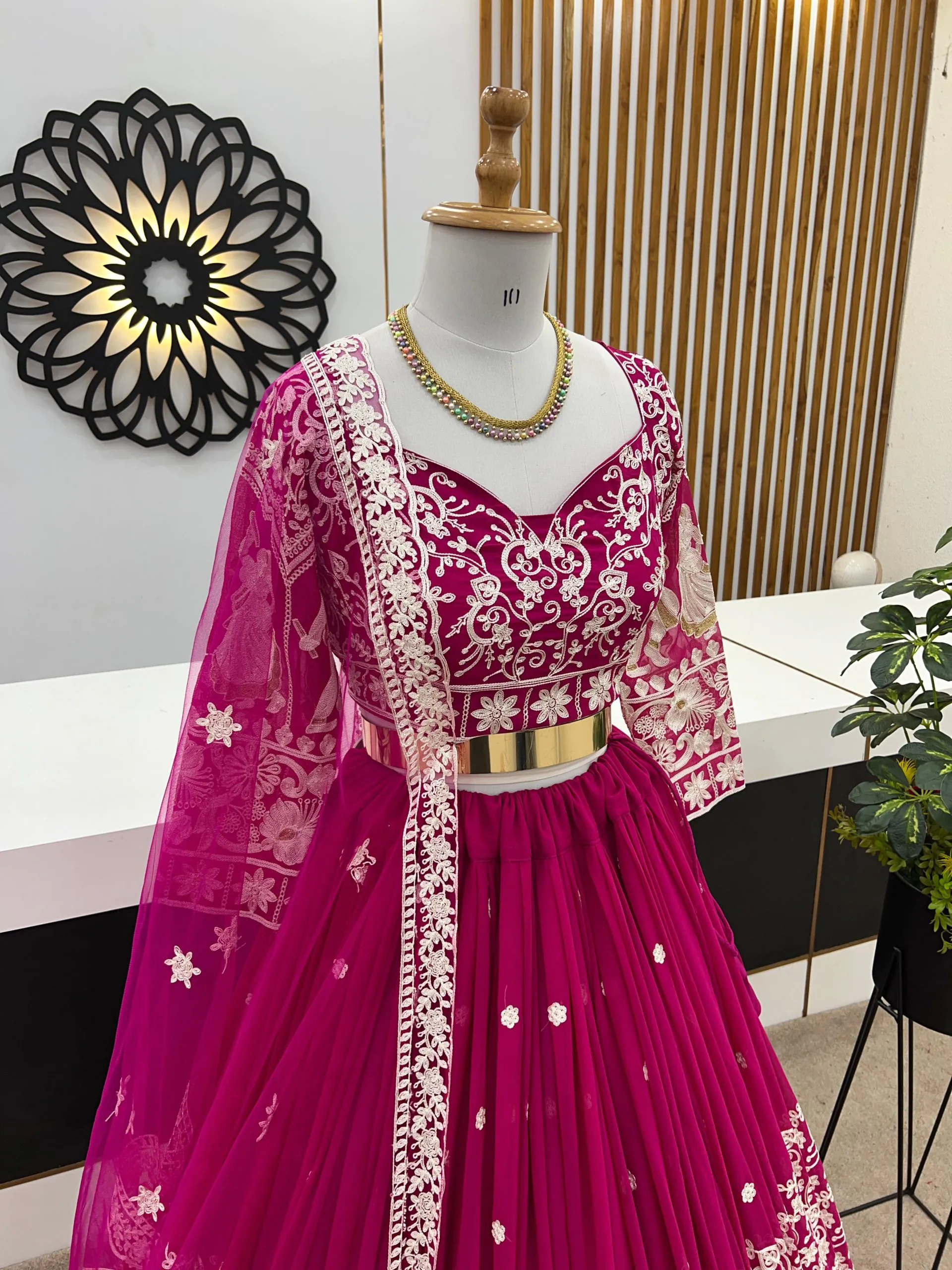 ZF 366 Rani Pink Color Faux Georgette Embroidery Work Lehenga Choli Wedding, Party,Events Etc. Expected Delivery 4-6 Working Days 2049/- | Lehenga, Bollywood Lehenga, Creative Lehenga, Designer Lehenga, Embroidered Lehenga, Party Wear Lehenga