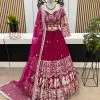 Luminous Rani Pink Color Faux Georgette Embroidery Work Lehenga Choli