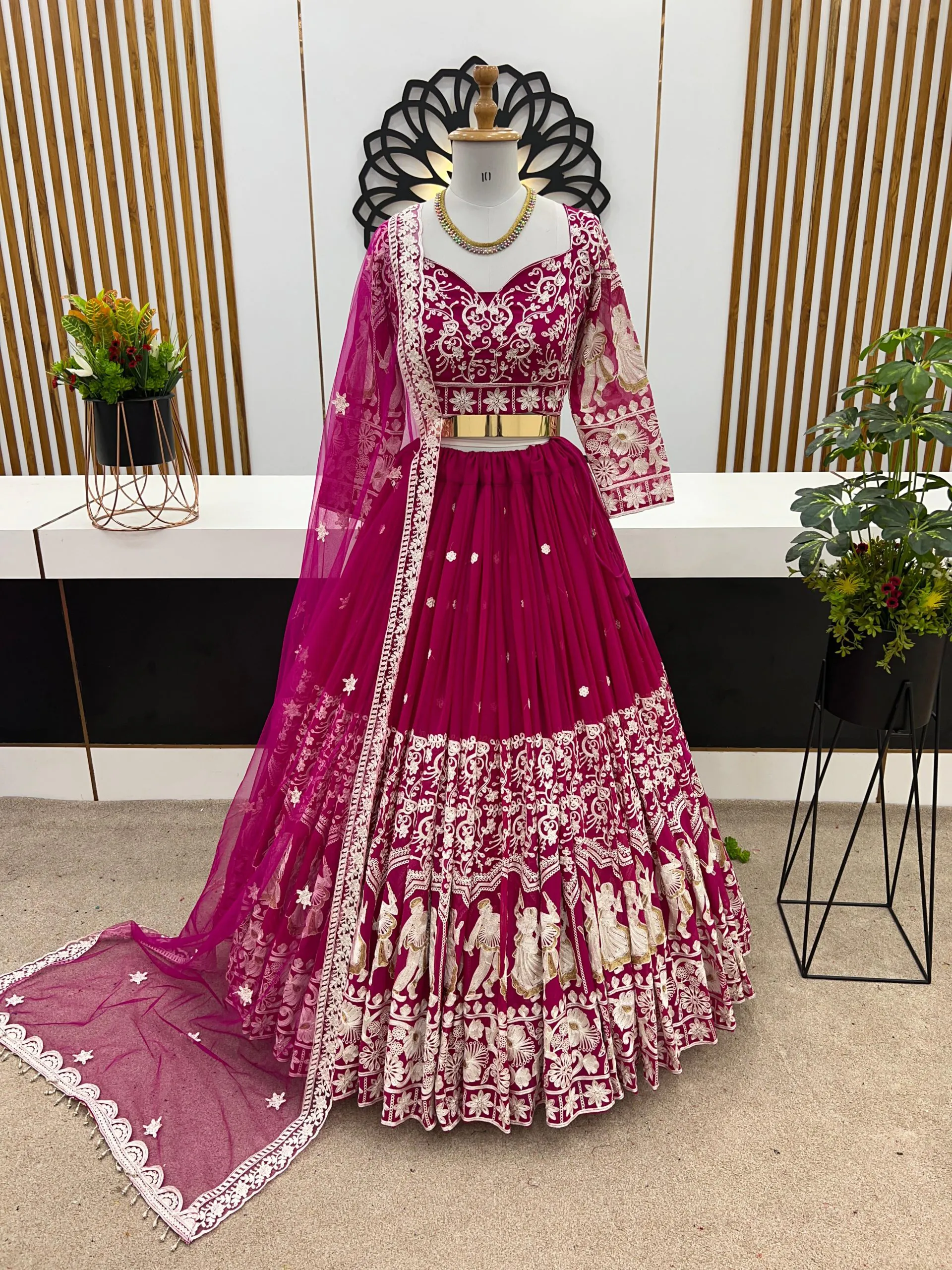 ZF 366 Rani Pink Color Faux Georgette Embroidery Work Lehenga Choli Wedding, Party,Events Etc. Expected Delivery 4-6 Working Days 2049/- | Lehenga, Bollywood Lehenga, Creative Lehenga, Designer Lehenga, Embroidered Lehenga, Party Wear Lehenga