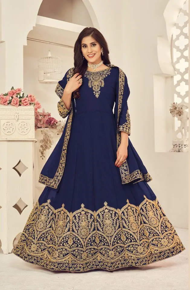 DS 1123 Blue color Georgette Cording Stone Work Anarkali Suit Wedding, Party, Festive, Events Etc. Expected Delivery 4-6 Working Days @2199/- | Anarkali Suits, Bollywood Anarkali, Creative-Anarkali, Designer Anarkali, Embroidered Anarkali, Party Wear Anarkali