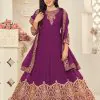 Marvelous Purple Color Georgette Cording Stone Work Anarkali Suit
