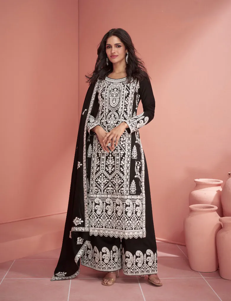 Ashirwad 9904 Black Color heavy sequence Embroidery work Salwar Suit , Wedding, Party, Festive, Events Etc. Expected Delivery 4-6 Working Days @2999/- | Jump Suits, Salwar suit, Casual Suits, Creative suits, Designer Suits, Palazzo Suits, Party Wear Suits, Patiala Suits, Straight Suits
