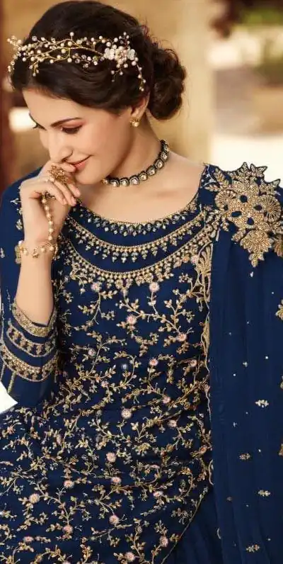 S 15030 Navy Blue color Georgette Soft Net Sequence Embroidery Work Lehenga Choli Wedding, Party, Events Etc. Expected Delivery 4-6 Working Days @2299/- | Lehenga, Bollywood Lehenga, Creative Lehenga, Designer Lehenga, Embroidered Lehenga, Party Wear Lehenga