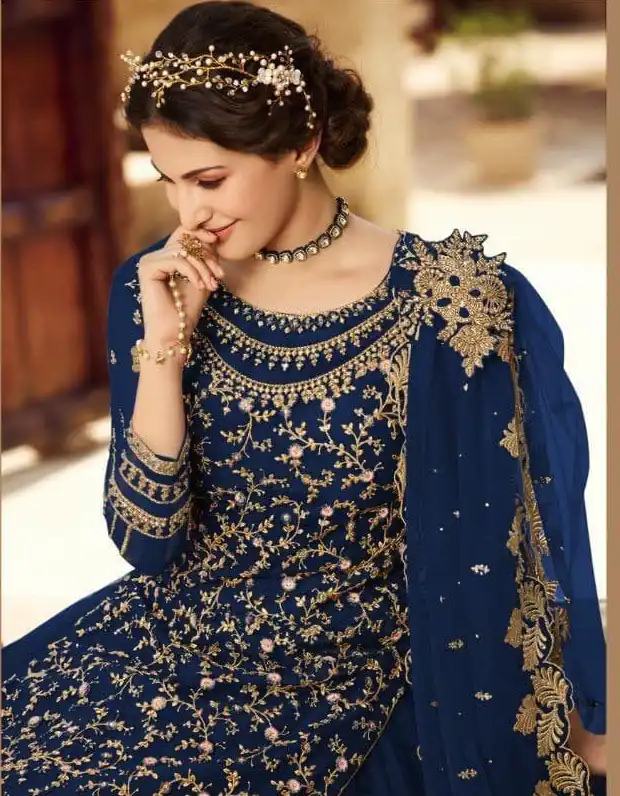 S 15030 Navy Blue color Georgette Soft Net Sequence Embroidery Work Lehenga Choli Wedding, Party, Events Etc. Expected Delivery 4-6 Working Days @2299/- | Lehenga, Bollywood Lehenga, Creative Lehenga, Designer Lehenga, Embroidered Lehenga, Party Wear Lehenga