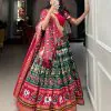 Exclusive Green Color Tussar Silk Patola Foil Printed Lehenga Choli