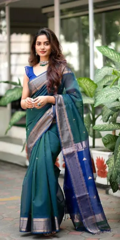 DDF Triveni Teal Blue Color Banarasi Soft Silk Ordinary Design Saree Casual, Party Wear, Wedding, Events Etc. Expected Delivery 4-6 Working Days 1499/- | Designer Sarees, Sarees, Bollywood Sarees, Creative Sarees, Embroidered Sarees, Ethnic Saree, Modern Digital sarees, Party Wear Sarees