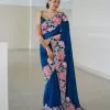 Nice Royal Blue Color Heavy Rangoli With Multi Embroidery Saree
