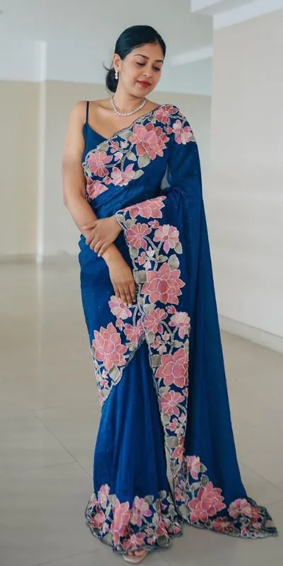VVT 508 Royal Blue Color Heavy Rangoli with Multi embroidery Saree Casual, Party Wear, Wedding, Events Etc. Expected Delivery 4-6 Working Days 1999/- | Designer Sarees, Sarees, Bollywood Sarees, Creative Sarees, Embroidered Sarees, Ethnic Saree, Modern Digital sarees, Party Wear Sarees