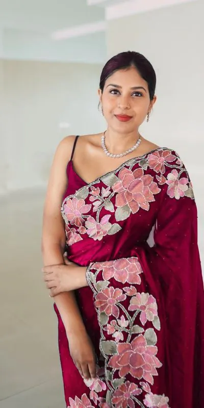 VVT 508 Wine Color Heavy Rangoli with Multi embroidery Saree Casual, Party Wear, Wedding, Events, Etc. Expected Delivery 4-6 Working Days 1999/- | Designer Sarees, Sarees, Bollywood Sarees, Creative Sarees, Embroidered Sarees, Ethnic Saree, Modern Digital sarees, Party Wear Sarees