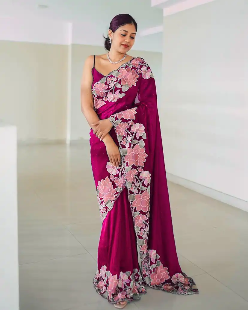VVT 508 Wine Color Heavy Rangoli with Multi embroidery Saree Casual, Party Wear, Wedding, Events, Etc. Expected Delivery 4-6 Working Days 1999/- | Designer Sarees, Sarees, Bollywood Sarees, Creative Sarees, Embroidered Sarees, Ethnic Saree, Modern Digital sarees, Party Wear Sarees