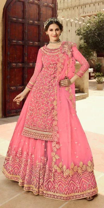 S 15030 Pink Color Georgette Soft Net Sequence Embroidery Work Lehenga Choli Wedding, Party, Events Etc. Expected Delivery 4-6 Working Days @2299/- | Lehenga, Bollywood Lehenga, Creative Lehenga, Designer Lehenga, Embroidered Lehenga, Party Wear Lehenga