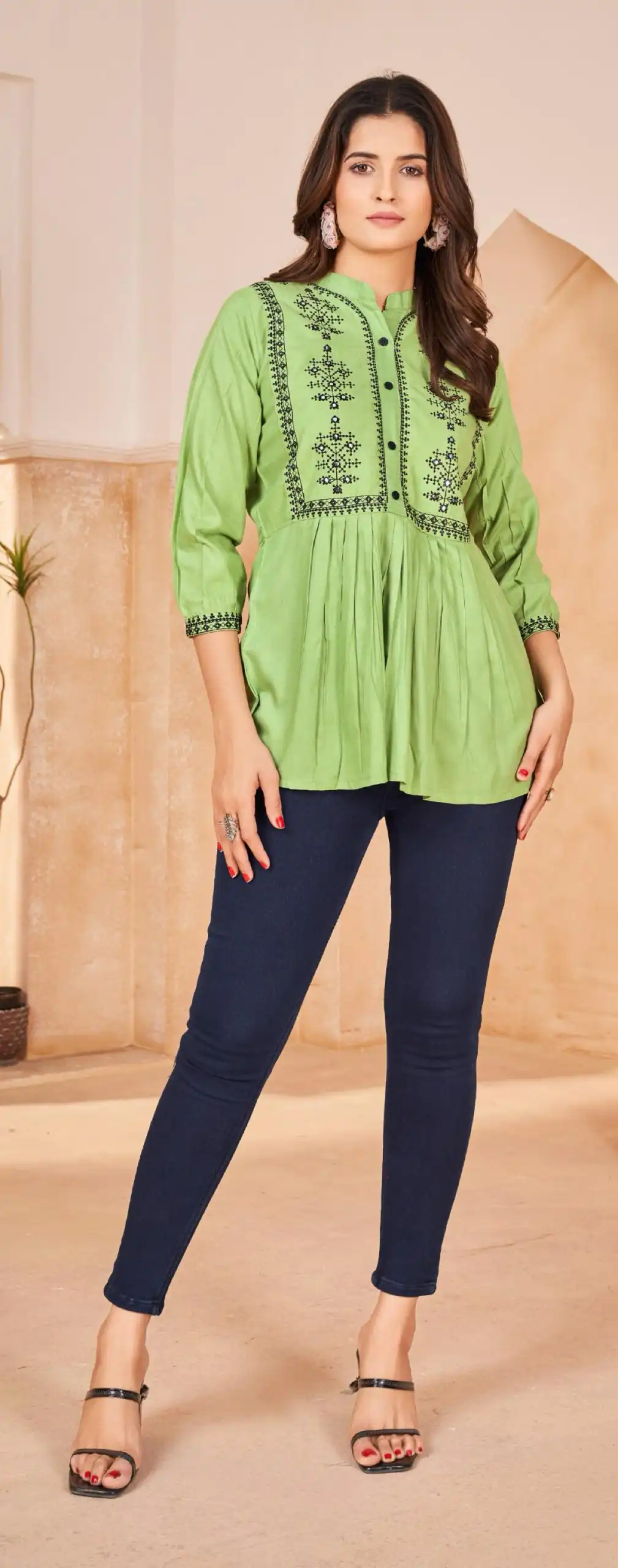 INLI Bubbly Green Color Heavy Rayon Embroidery work Kurti Casual, Wedding, Party, Festive, Events Etc. Expected Delivery 4-6 Working Days @999/- | Kurti, Bollywood Kurti, Creative Kurtis, Designer Kurti, Party Wear Kurti, Selfie Kurti