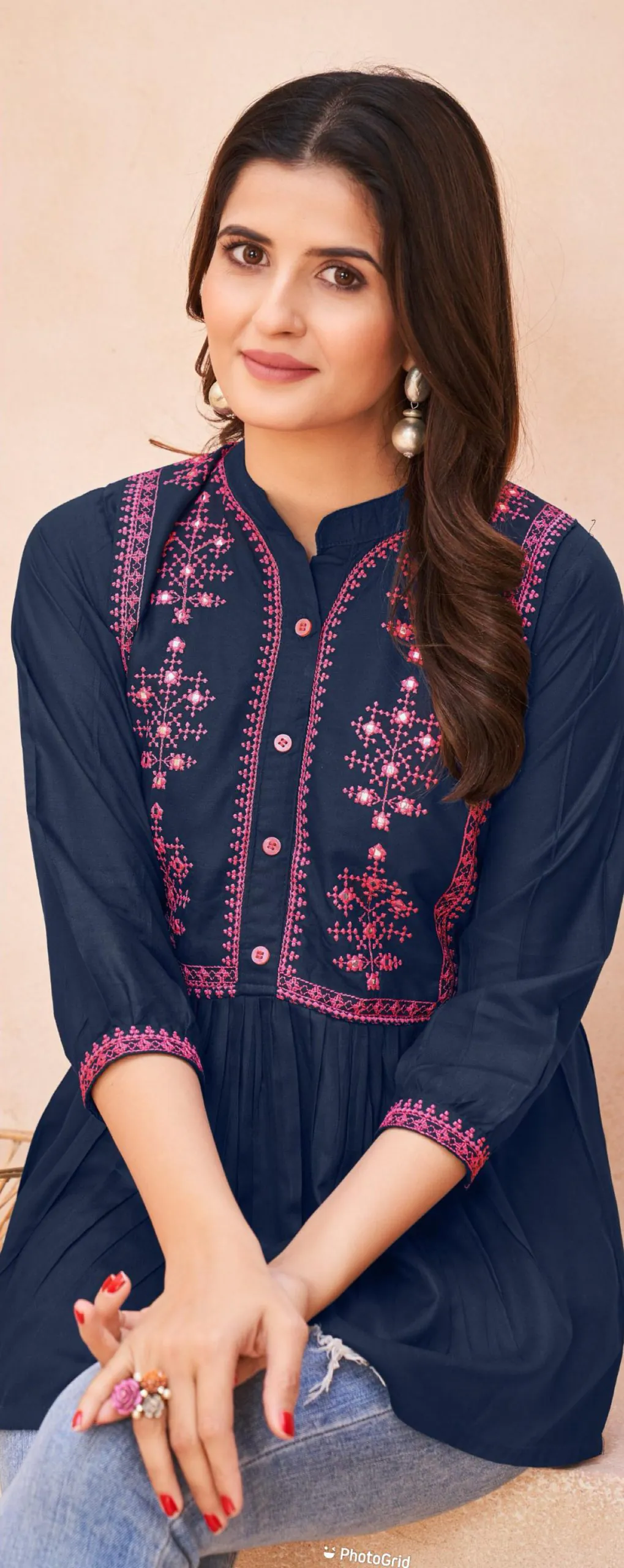 INLI Bubbly Navy Blue Color Heavy Rayon Embroidery work Kurti Casual, Wedding, Party, Festive, Events Etc. Expected Delivery 4-6 Working Days @999/- | Kurti, Bollywood Kurti, Creative Kurtis, Designer Kurti, Party Wear Kurti, Selfie Kurti