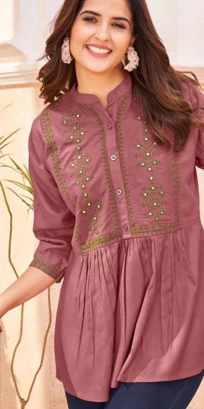 INLI Bubbly Peach Color Heavy Rayon Embroidery work Kurti Casual, Wedding, Party, Festive, Events Etc. Expected Delivery 4-6 Working Days @999/- | Kurti, Bollywood Kurti, Creative Kurtis, Designer Kurti, Party Wear Kurti, Selfie Kurti