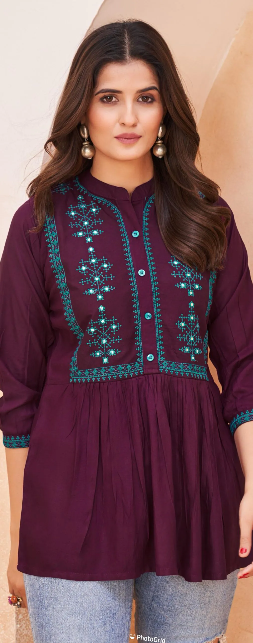 INLI Bubbly Wine Color Heavy Rayon Embroidery work Kurti Casual, Wedding, Party, Festive, Events Etc. Expected Delivery 4-6 Working Days @999/- | Kurti, Bollywood Kurti, Creative Kurtis, Designer Kurti, Party Wear Kurti, Selfie Kurti