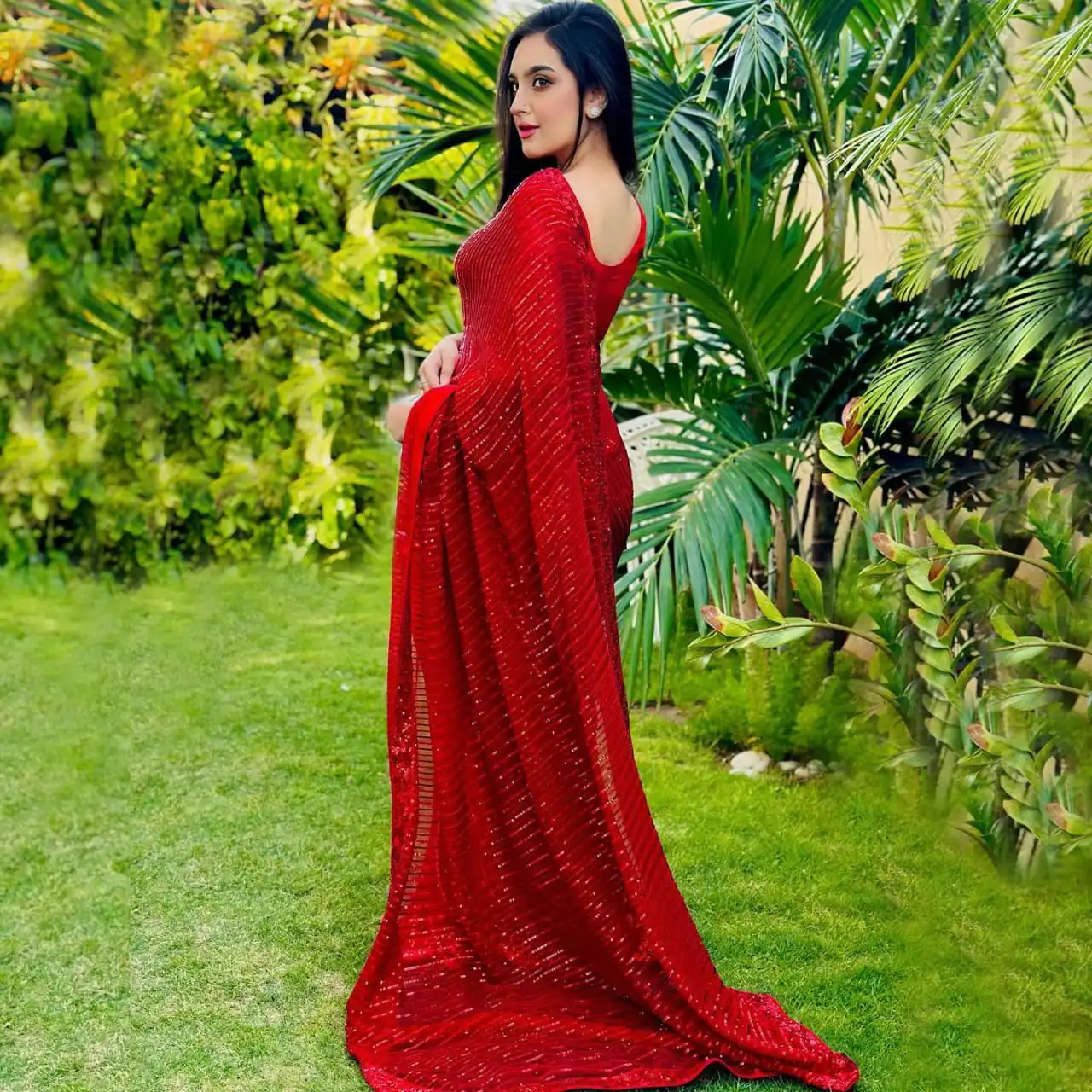 JR 590 Red Color Georgette Embroidery Sequence Work Saree Casual, Party Wear, Wedding, Events Etc. Expected Delivery 4-6 Working Days 1699/- | Sarees, Bollywood Sarees, Creative Sarees, Designer Sarees, Embroidered Sarees, Ethnic Saree, Modern Digital sarees, Party Wear Sarees