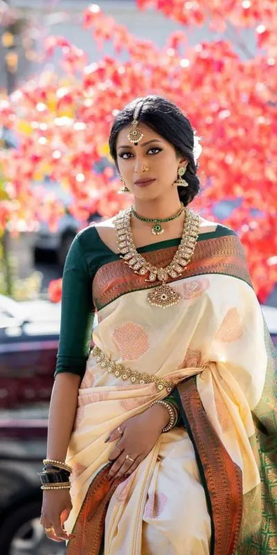 DDF White Copper Color Banarasi Soft Silk Ordinary Design Saree Casual, Party Wear, Wedding, Events, Etc. Expected Delivery 4-6 Working Days 1499/- | Designer Sarees, Sarees, Bollywood Sarees, Creative Sarees, Embroidered Sarees, Ethnic Saree, Modern Digital sarees, Party Wear Sarees