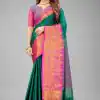 Resplendent Green Color Pure Mercerized Cotton Silk Saree