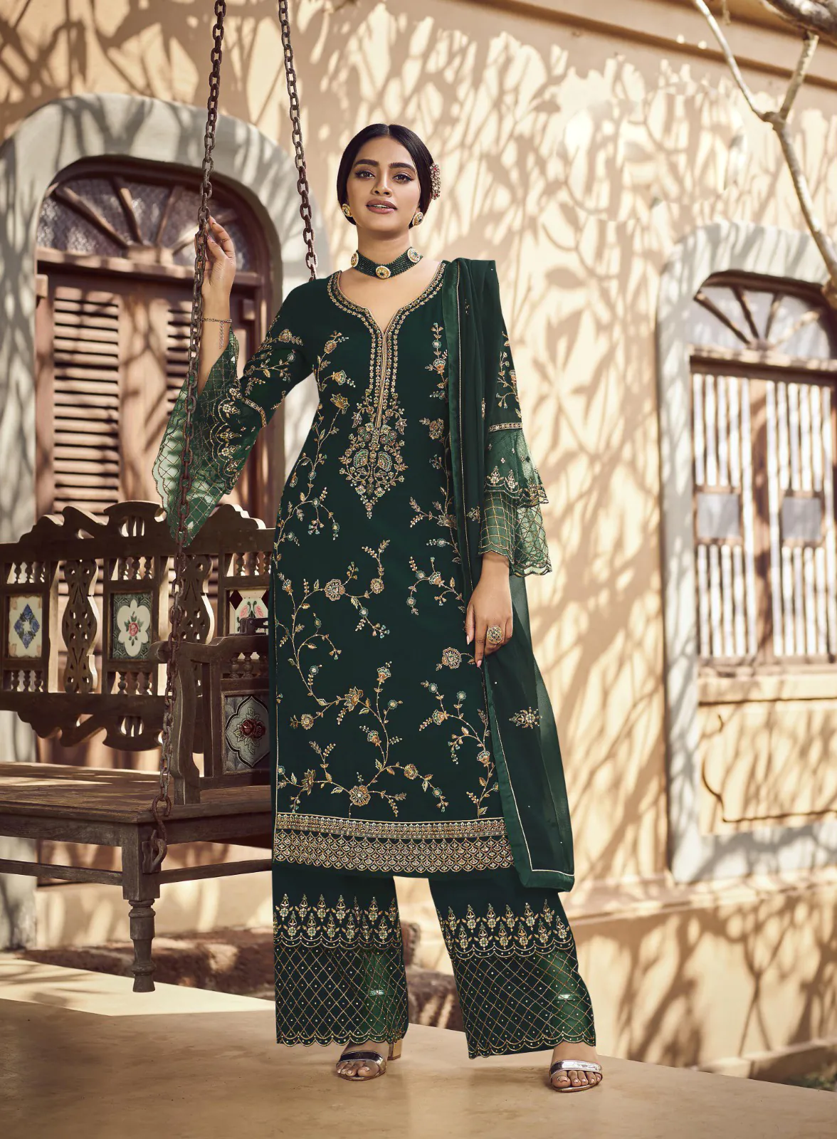 Fc 22987 Blue Color Georgette Embroidery Stone work Sharara Suit Wedding, Party, Festive   Expected Delivery 4-6 Working Days  @2149/- | Jump Suits, Salwar suit, Casual Suits, Creative suits, Designer Suits, Palazzo Suits, Party Wear Suits, Patiala Suits, Straight Suits