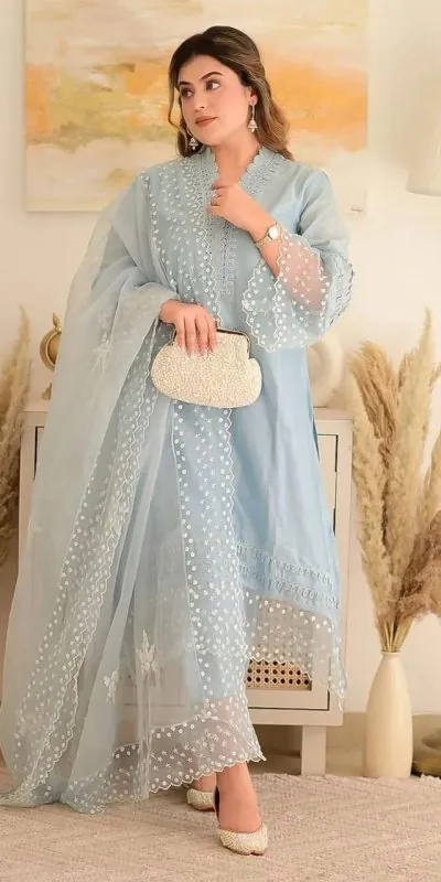 NSR 600 Light Blue Color Jam Cotton Embroidery Work Sharara Suit Sharara Suit Casual, Wedding, Party, Festive, Events Etc. Delivery 4-6 Working Days @1799/ | Jump Suits, Salwar suit, Casual Suits, Creative suits, Designer Suits, Palazzo Suits, Party Wear Suits, Patiala Suits, Straight Suits