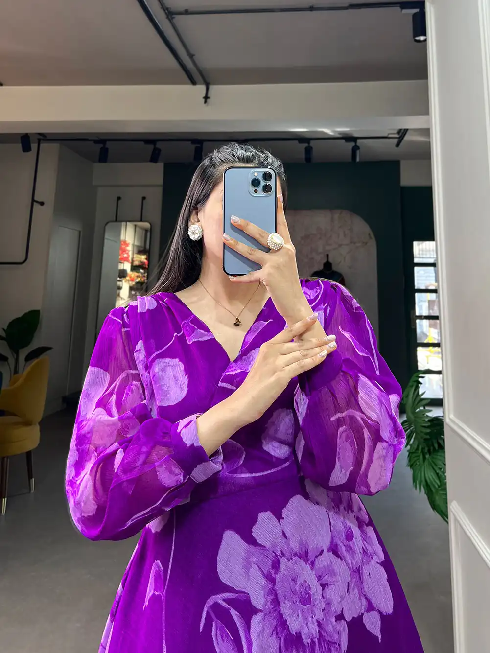 YNF 5011 Purple Color Chiffon Floral Printed Party Wear Gown Casual, Wedding, Party, Festive, Events Etc. Expected Delivery 4-6 Working Days @1499/- | Gowns, Bollywood Gowns, Creative Gowns, Designer Gowns, Embroidered Gowns, Party Wear Gowns