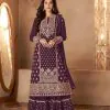 Stylish Maroon Color Georgette Sequins Work Sharara Suit