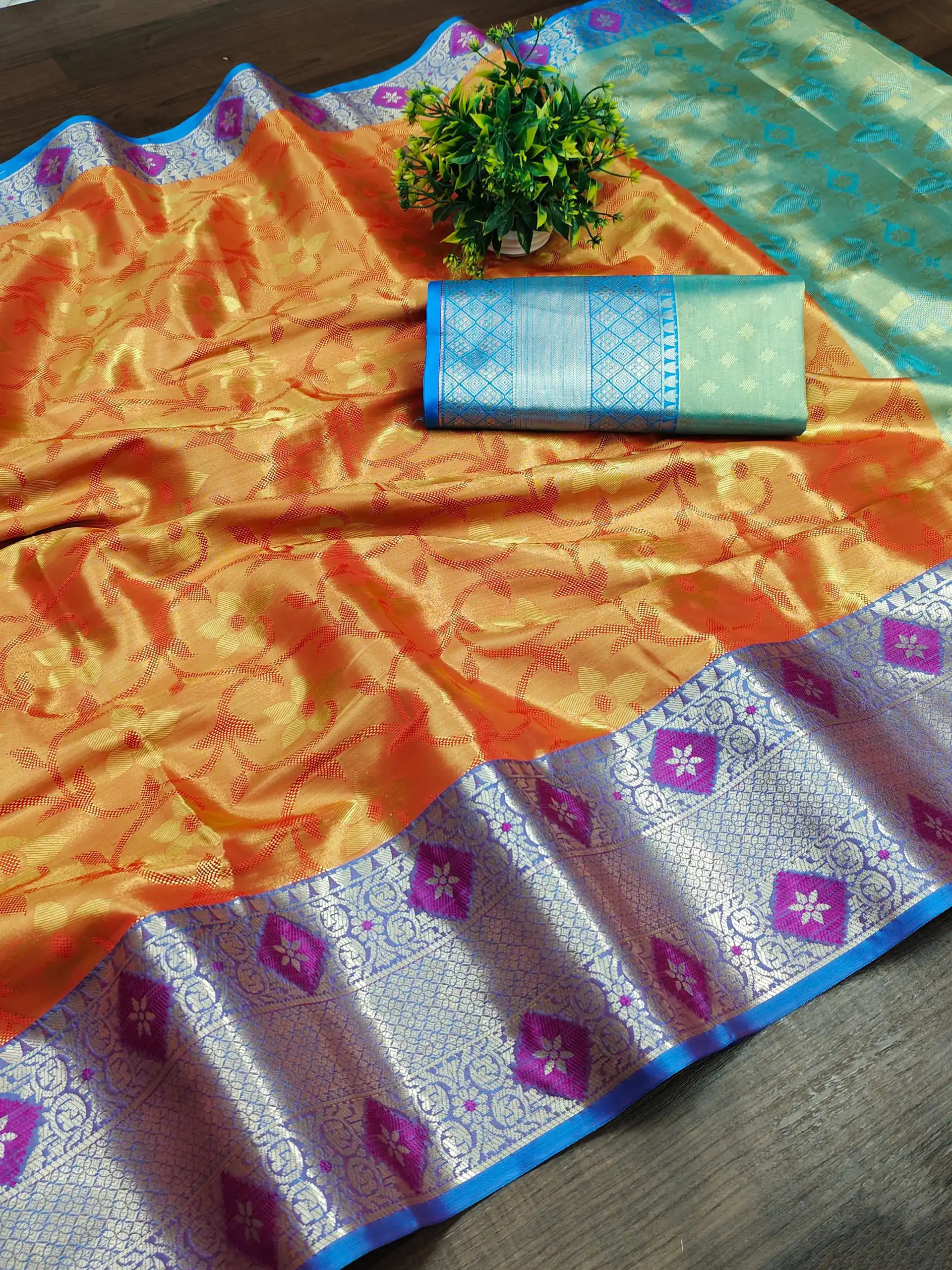 MB™️  3236 Orange Color Soft & Pure Organic Silk Gold Zari Weaving Saree Casual, Party Wear, Wedding, Events Etc. Expected Delivery 4-6 Working Days @1699/- | Designer Sarees, Sarees, Bollywood Sarees, Creative Sarees, Embroidered Sarees, Ethnic Saree, Modern Digital sarees, Party Wear Sarees