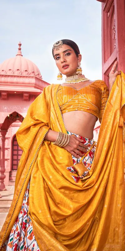 LNB1640 Mustard Color Dola Silk Patola Foil Printed Lehenga Choli Traditional Wear, Festive, Party, Wedding, Events etc. Expected 4-6 Working Days @1799/- | Lehenga, Bollywood Lehenga, Creative Lehenga, Designer Lehenga, Embroidered Lehenga, Party Wear Lehenga