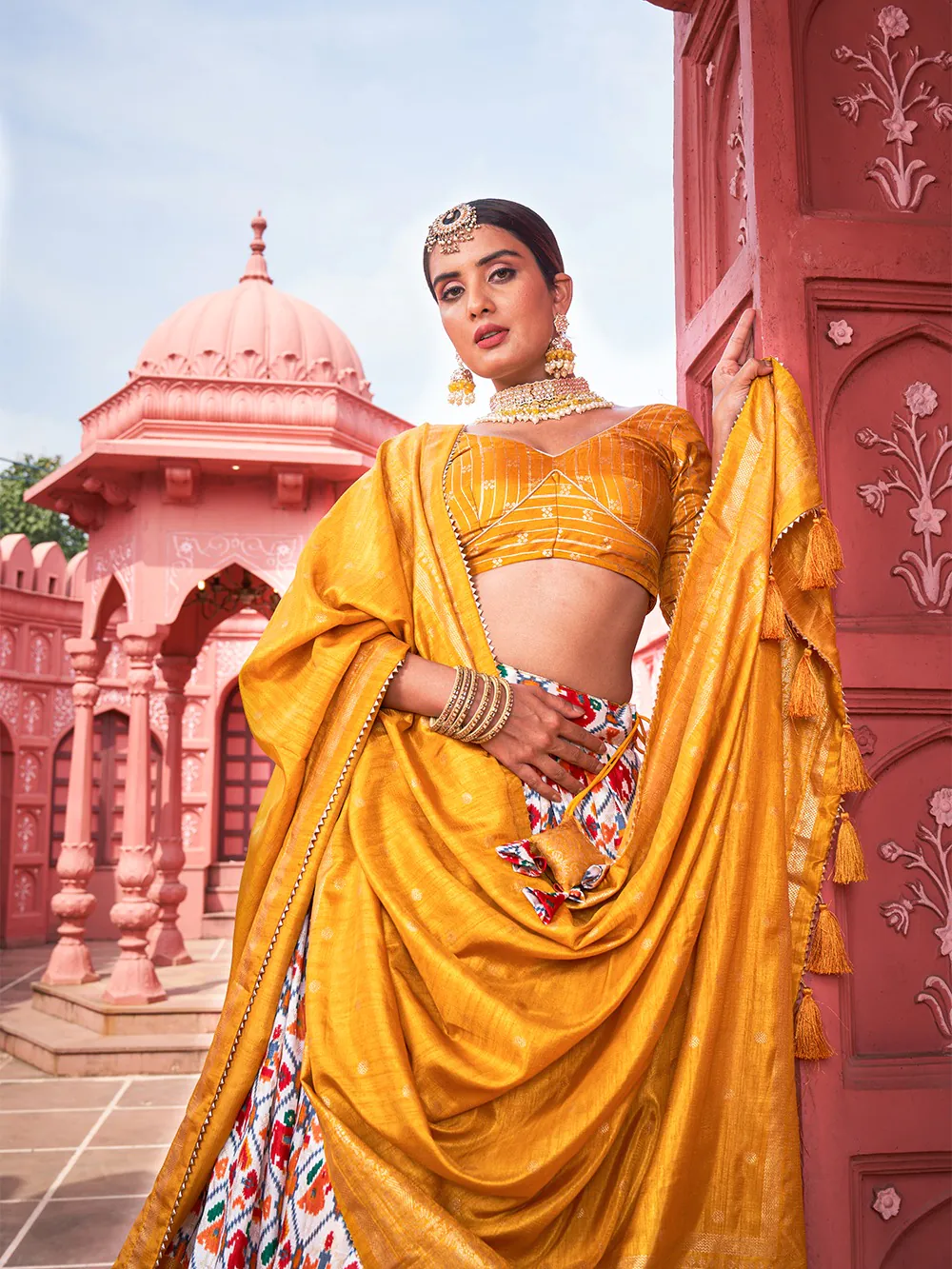 LNB1640 Mustard Color Dola Silk Patola Foil Printed Lehenga Choli Traditional Wear, Festive, Party, Wedding, Events etc. Expected 4-6 Working Days @1799/- | Lehenga, Bollywood Lehenga, Creative Lehenga, Designer Lehenga, Embroidered Lehenga, Party Wear Lehenga