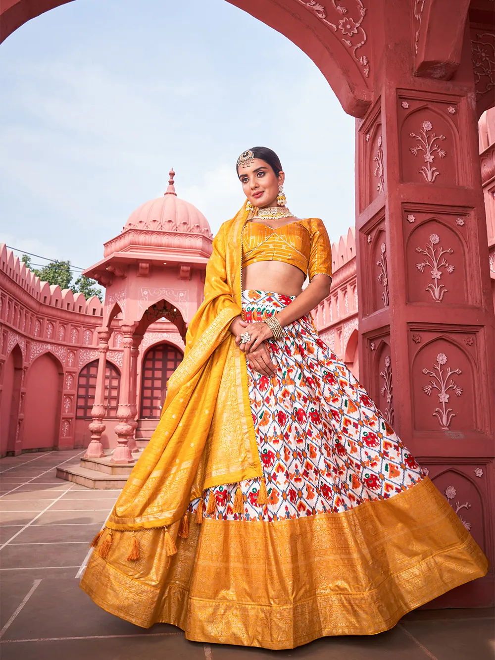 LNB1640 Mustard Color Dola Silk Patola Foil Printed Lehenga Choli Traditional Wear, Festive, Party, Wedding, Events etc. Expected 4-6 Working Days @1799/- | Lehenga, Bollywood Lehenga, Creative Lehenga, Designer Lehenga, Embroidered Lehenga, Party Wear Lehenga