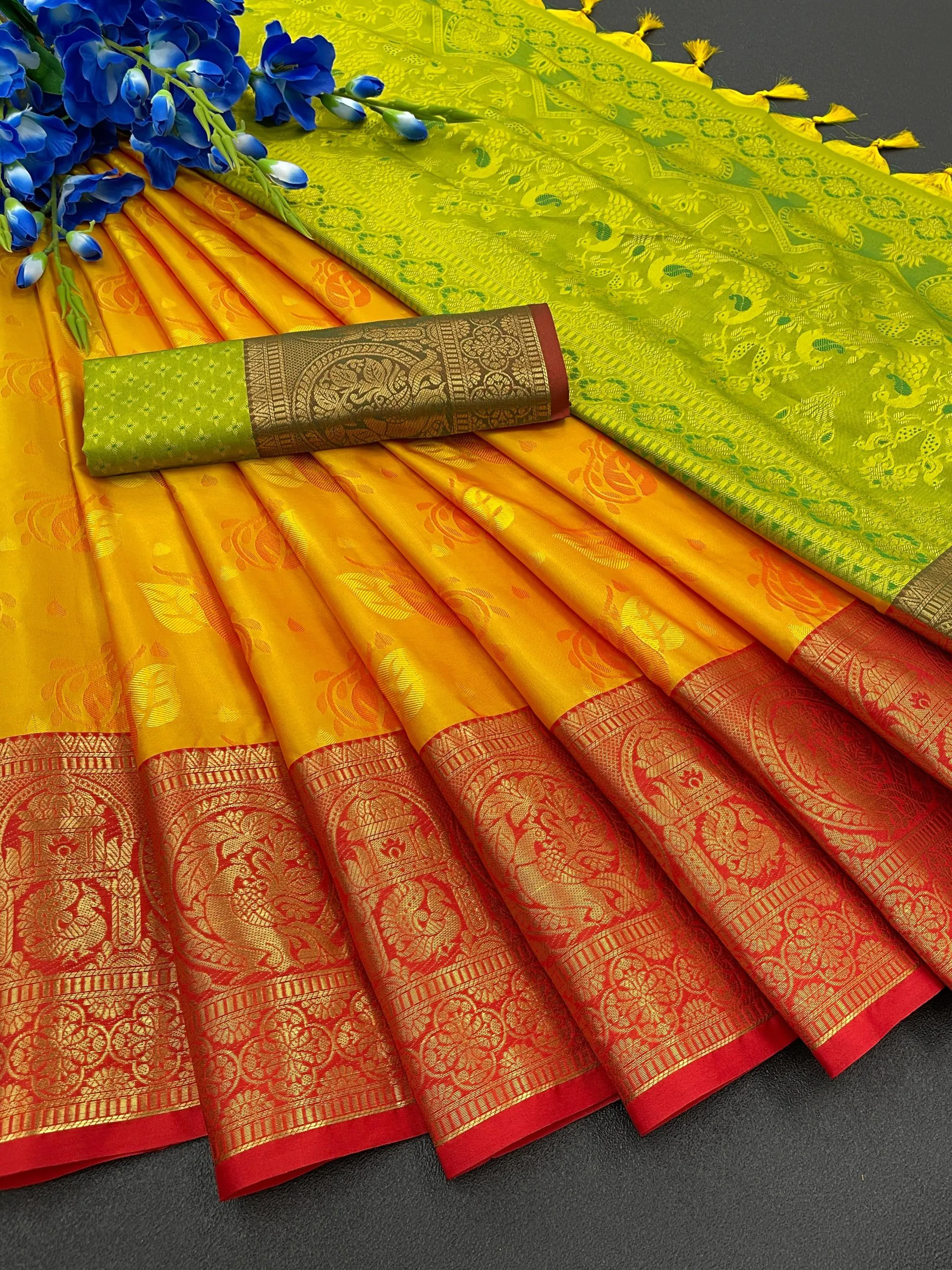MB™️  3195 Orange  Color Soft Kanjivaram Jacquard Weaving Saree Casual, Party Wear, Wedding, Events Etc. Expected Delivery 4-6 Working Days @1699/- | Designer Sarees, Sarees, Bollywood Sarees, Creative Sarees, Embroidered Sarees, Ethnic Saree, Modern Digital sarees, Party Wear Sarees