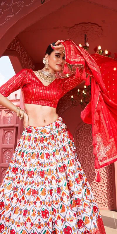 LNB1640 Red Color Dola Silk Patola Foil Printed lehenga choli Traditional Wear, Festive, Wedding, Party, Events etc. Expected 4-6 Working Days @1799/- | Lehenga, Bollywood Lehenga, Creative Lehenga, Designer Lehenga, Embroidered Lehenga, Party Wear Lehenga