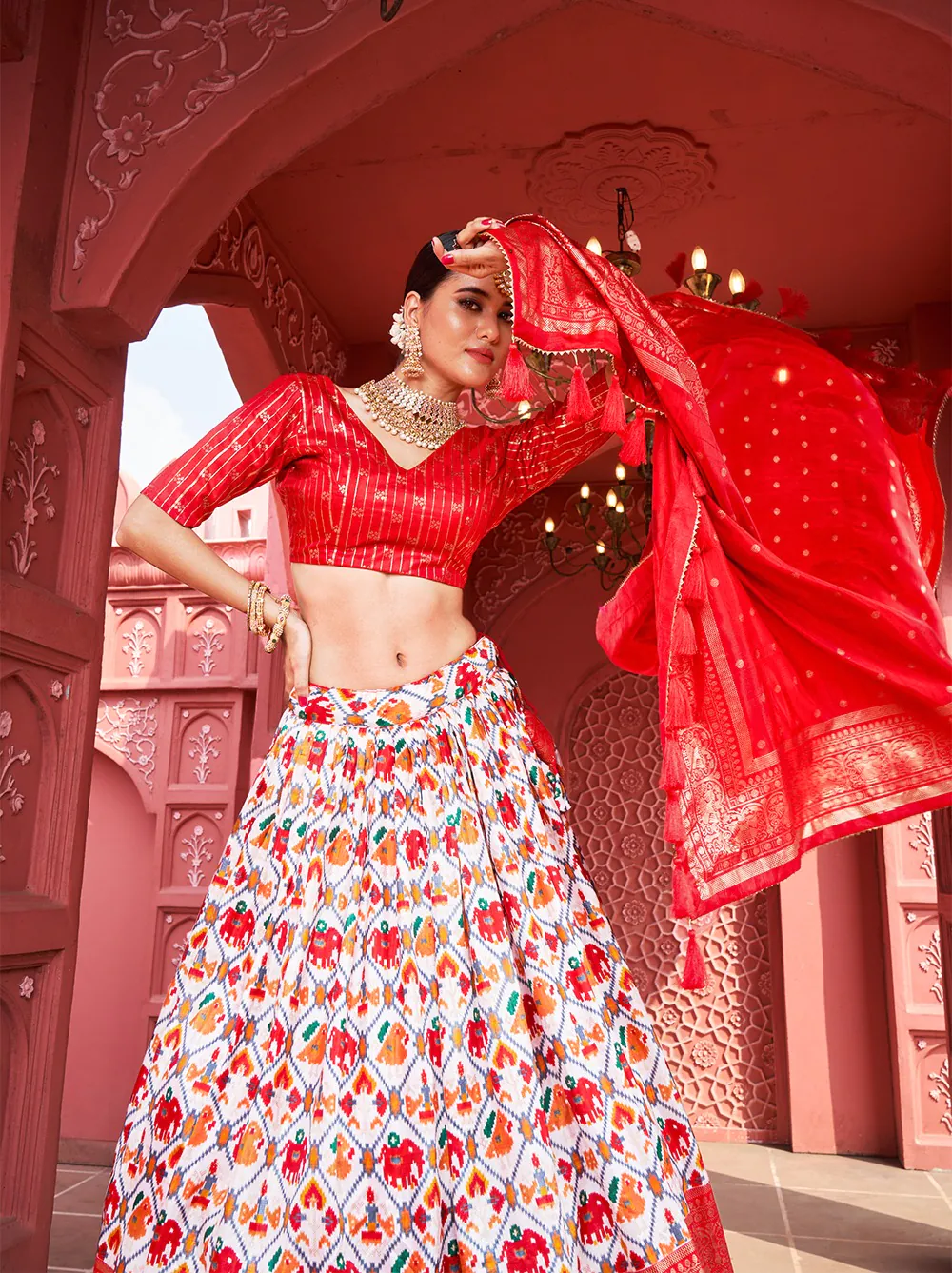 LNB1640 Red Color Dola Silk Patola Foil Printed lehenga choli Traditional Wear, Festive, Wedding, Party, Events etc. Expected 4-6 Working Days @1799/- | Lehenga, Bollywood Lehenga, Creative Lehenga, Designer Lehenga, Embroidered Lehenga, Party Wear Lehenga