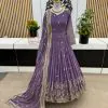 Graceful Light Purple Color Georgette Embroidery Sequence Work Gown