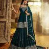 Graceful Peacock Green Color Faux Georgette Embroidery Sequence Work Lehenga