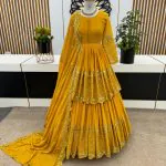 ZF 362 Yellow Faux Georgette With Heavy Embroidery Sequence Work Lehenga Choli Wedding, Party, Events Etc. Expected Delivery 4-6 Working Days 2099/- | Lehenga, Bollywood Lehenga, Creative Lehenga, Designer Lehenga, Embroidered Lehenga, Party Wear Lehenga
